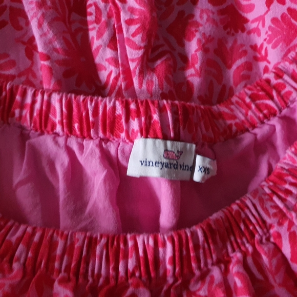 Vineyard Vines Size xxs Linen Tile Otomi Tropical Romper Off Shoulder Shorts - Picture 4 of 4